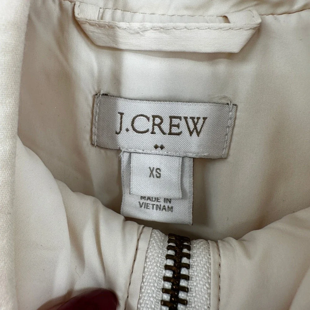 J.Crew‎ Womens Excursion Quilted Vest Cream Off-White Full Zip XS 08T-42401